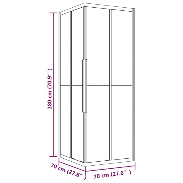 vidaXL Καμπίνα Ντουζιέρας με Σχέδιο Αμμοβολής 70x70x180 εκ. από ESG