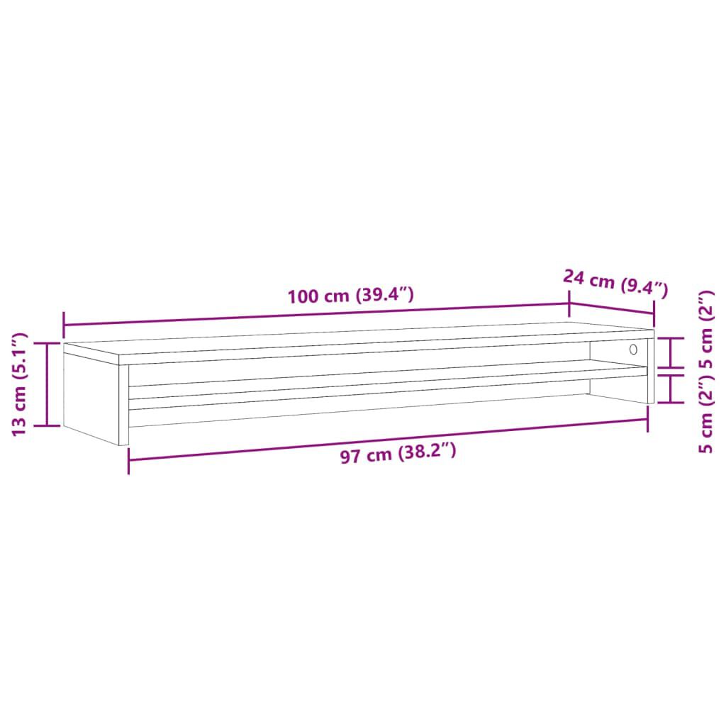 vidaXL Βάση Οθονών Παλαιό Ξύλο 100 x 24 x 13 εκ. από Επεξ. Ξύλο