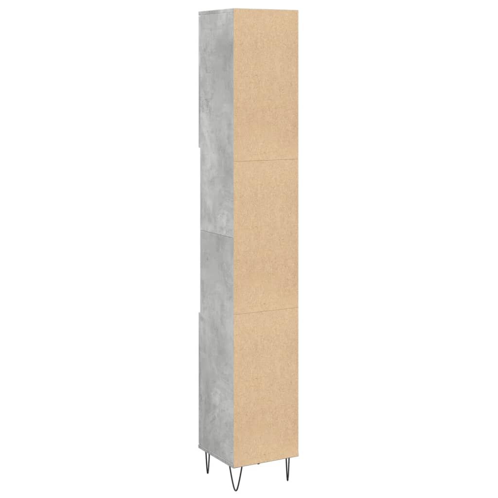 vidaXL Ντουλάπι Μπάνιου Γκρι Σκυροδέματος 30x30x190 εκ. Επεξ. Ξύλο